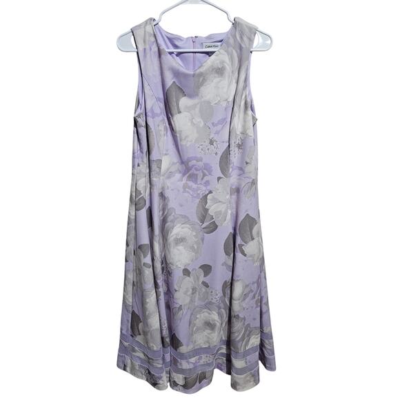 Calvin Klein Dress Womens Size 12 A Line Illusion Hem Floral Fit & Flare (881) - Picture 1 of 4